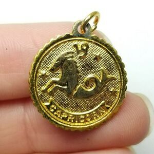 Vintage Sterling Silver Capricorn Gold Plated Pendant Charm Astrology Dec Jan